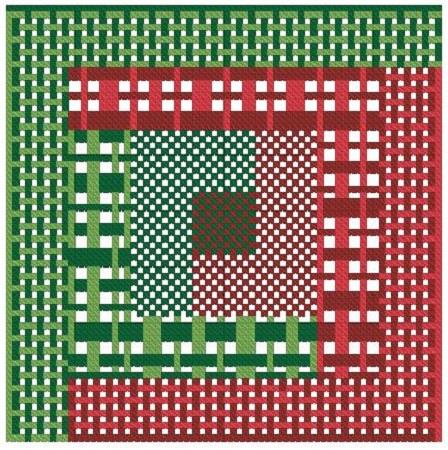 Quilt Block In Christmas Plaids - Fox Trails Needlework