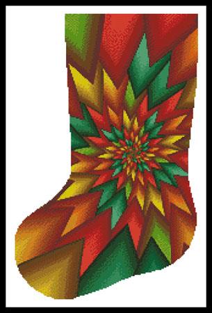 Christmas Fractal Stocking (Left) - Artecy Cross Stitch