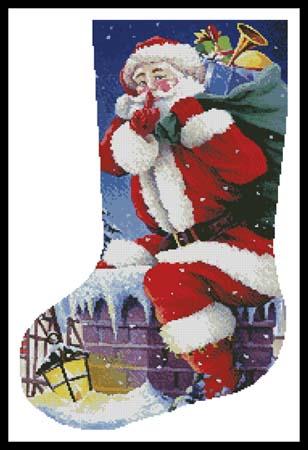 Santa's Here Stocking (Left) - Artecy Cross Stitch
