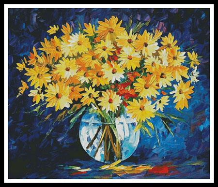 Yellow On Blue (Large) - Artecy Cross Stitch