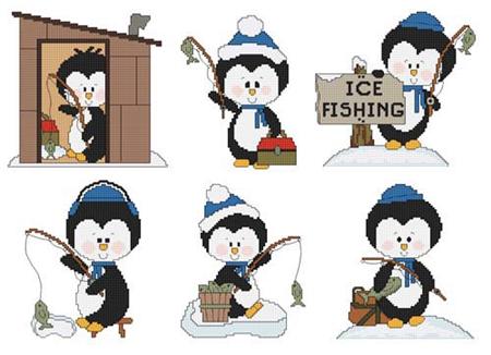 Ice Fishing Penguins - Cross Stitch Wonders