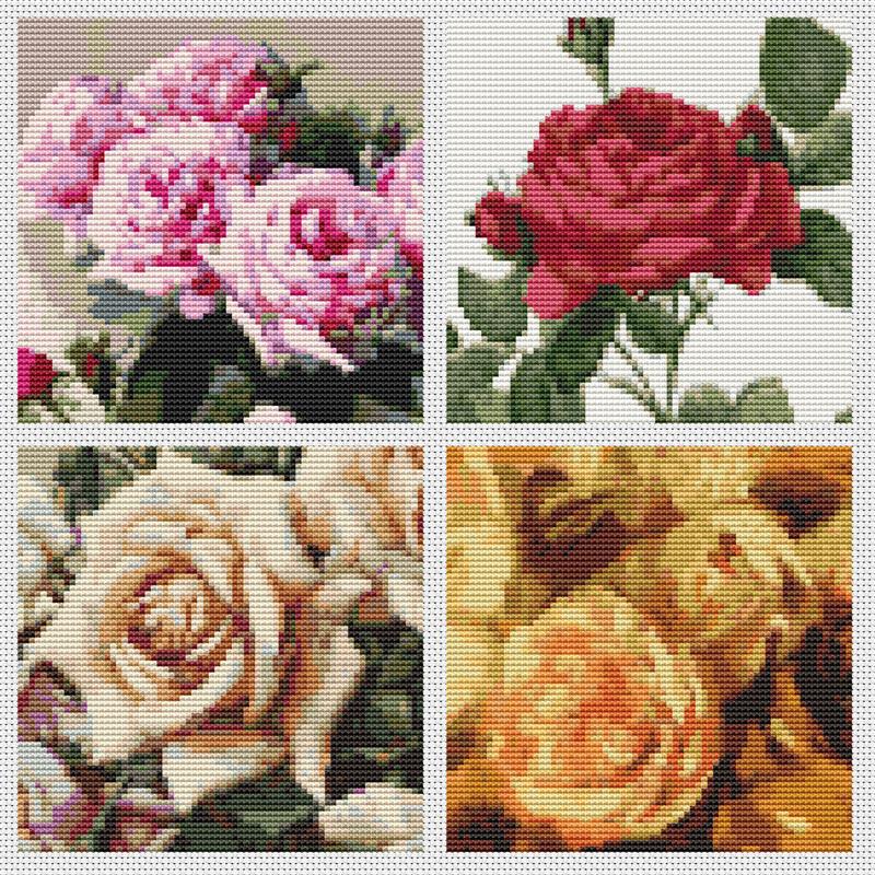 Four Squares Featuring Roses - Art of Stitch, The