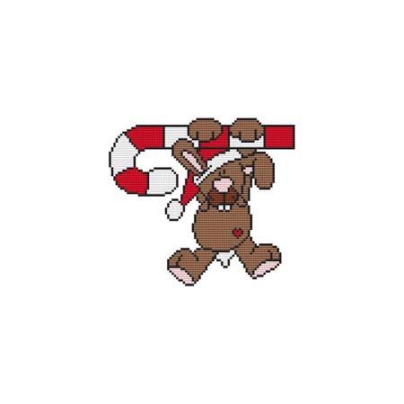 Bunny Candy Cane Critter - Cross Stitch Wonders