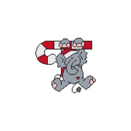 Elephant Candy Cane Critter - Cross Stitch Wonders
