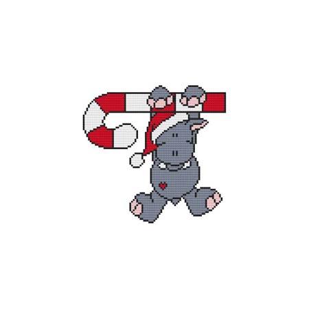 Hippo Candy Cane Critter - Cross Stitch Wonders