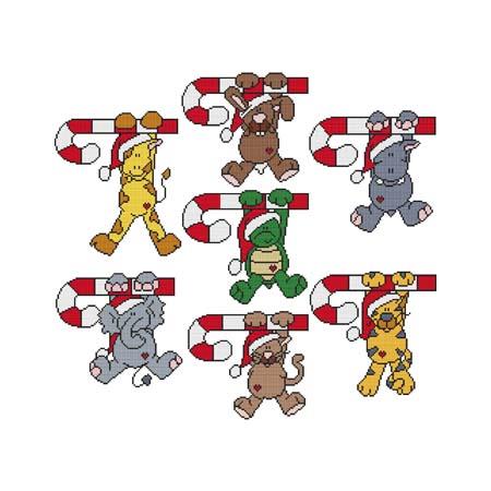 Candy Cane Critters Combo II - Cross Stitch Wonders