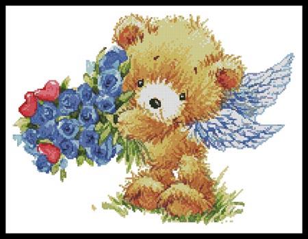 Teddy Angel (Blue Flowers) - Artecy Cross Stitch