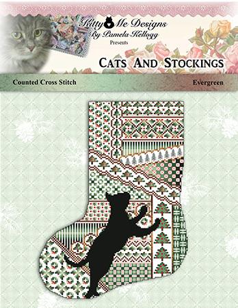 Cats And Stockings Evergreen - Kitty & Me Designs