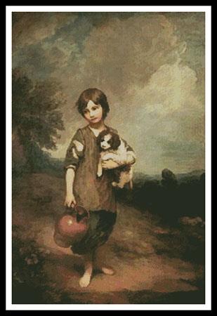 Girl With Dog And Pitcher - Artecy Cross Stitch