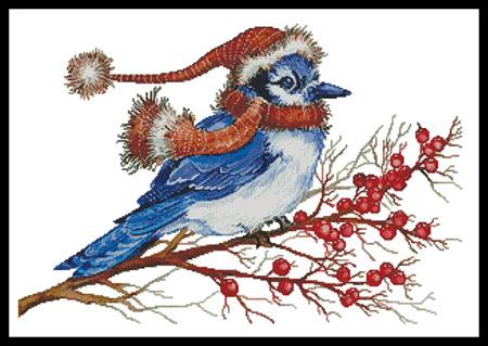 Christmas Blue Jay (No Background) - Artecy Cross Stitch