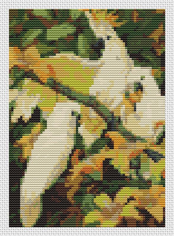 Sulphur Crested Cockatoos (Mini Chart) - Art of Stitch, The