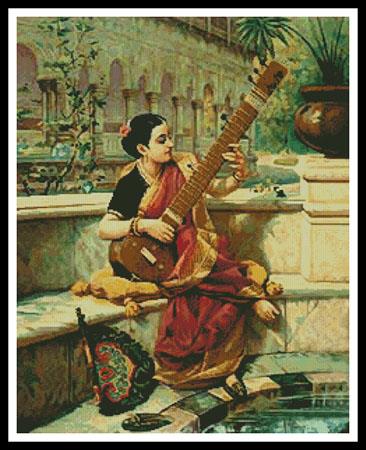 Lady Playing Sitar - Artecy Cross Stitch