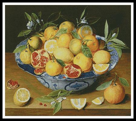 Still Life Lemons, Oranges And Pomegranate - Artecy Cross Stitch