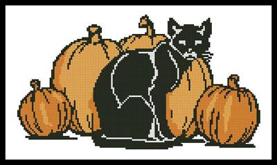 Cat And Pumpkins - Artecy Cross Stitch