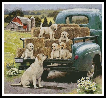 Green Truck Pups - Artecy Cross Stitch