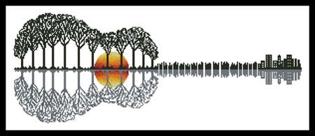 Guitar Landscape Sunset - Artecy Cross Stitch