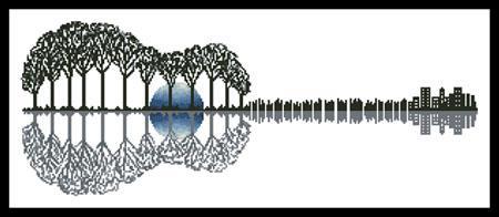 Guitar Landscape Moonlight - Artecy Cross Stitch