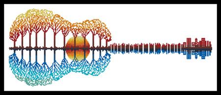Colourful Guitar Landscape - Artecy Cross Stitch