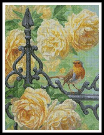 European Robin And Roses (Crop) - Artecy Cross Stitch