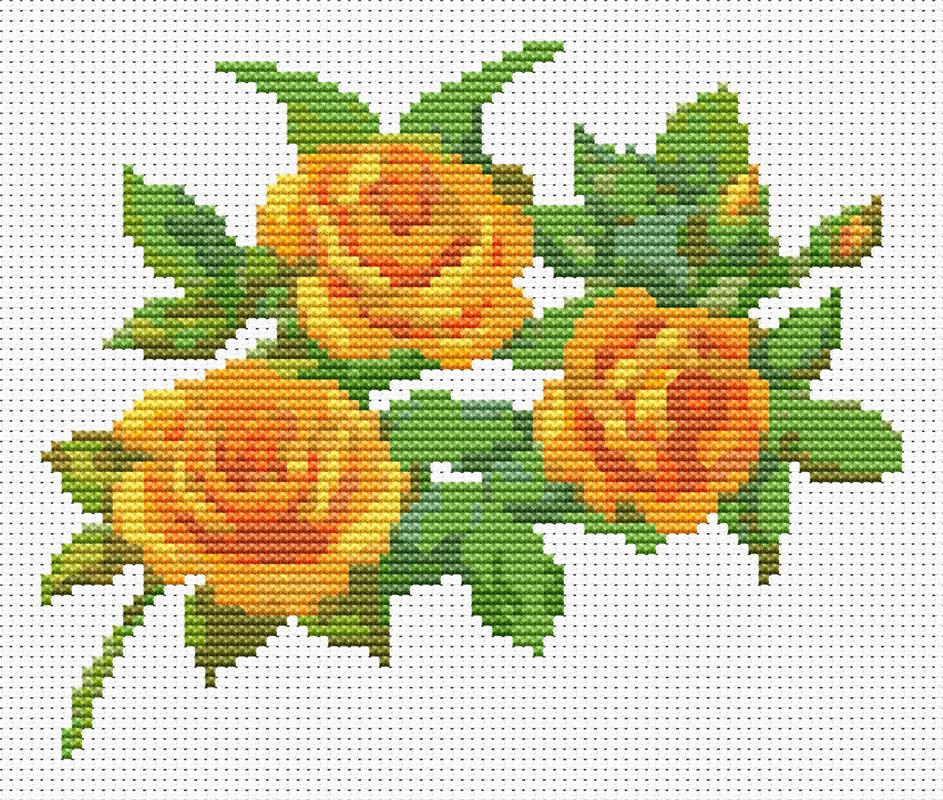 A Trio Of Yellow Roses - Art of Stitch, The