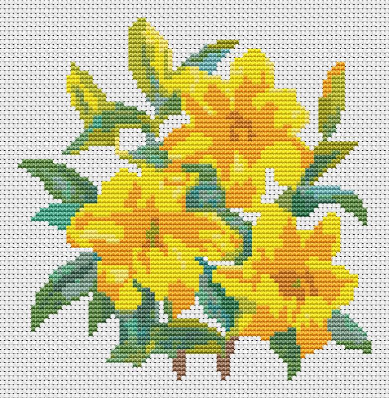 A Trio Of Yellow Day Lilies - Art of Stitch, The