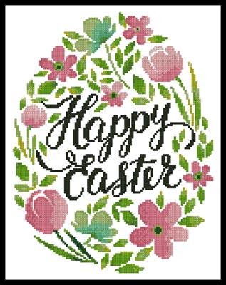 Happy Easter Floral Egg (Pink) - Artecy Cross Stitch