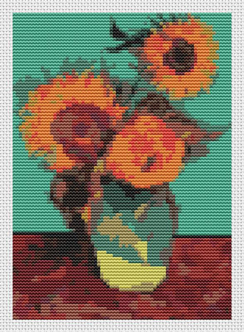 Vase With Three Sunflowers (Mini Chart) - Art of Stitch, The