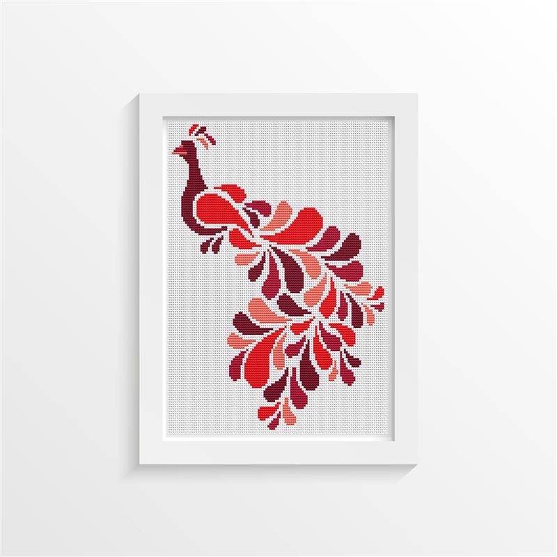 Abstract Peacock In Red - Art of Stitch, The