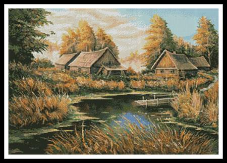 Rural River Landscape - Artecy Cross Stitch