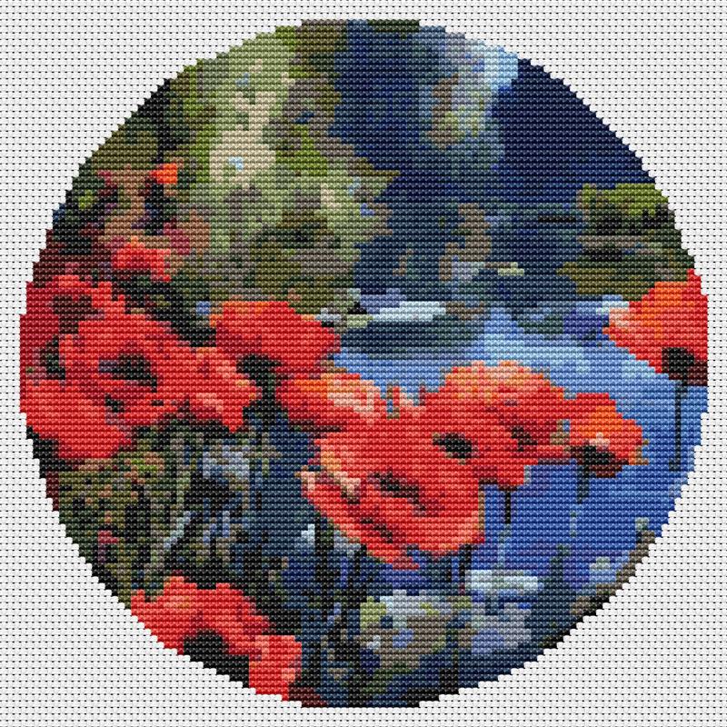 Poppies By The Pond (Circular Chart) - Art of Stitch, The