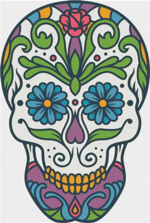 Colourful Sugar Skull - X Squared Cross Stitch