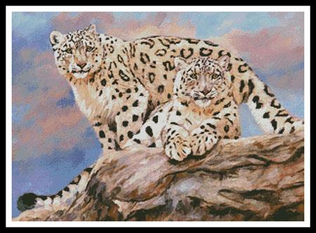 Snow Leopards On A Rock - Artecy Cross Stitch
