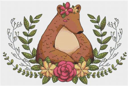 Bear With Flower Crown - X Squared Cross Stitch