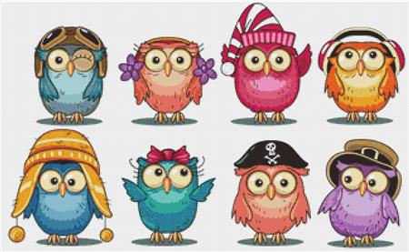 Cute Owls - X Squared Cross Stitch