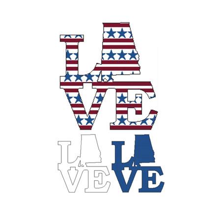 Patriotic State Love Map: Alabama - Cross Stitch Wonders
