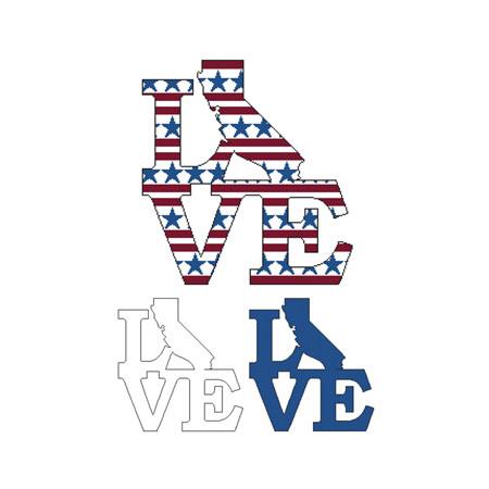Patriotic State Love Map: California - Cross Stitch Wonders