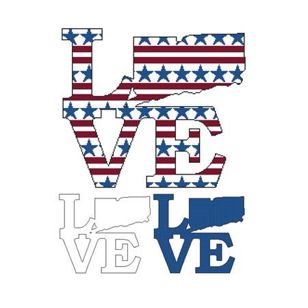 Patriotic State Love Map: Connecticut - Cross Stitch Wonders