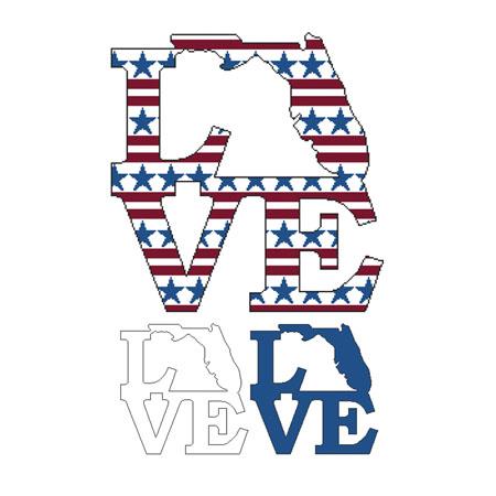 Patriotic State Love Map: Florida - Cross Stitch Wonders