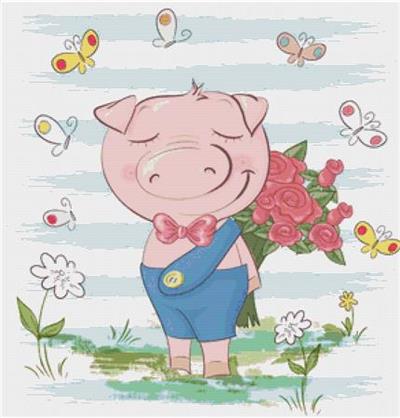 Cute Pig - X Squared Cross Stitch