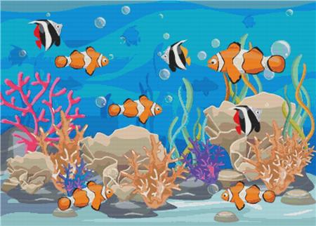 Coral Reef With Fish - X Squared Cross Stitch