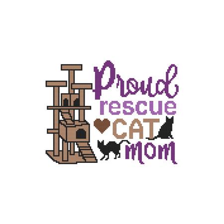 A Cat Saying: Proud Rescue Cat Mom - Cross Stitch Wonders