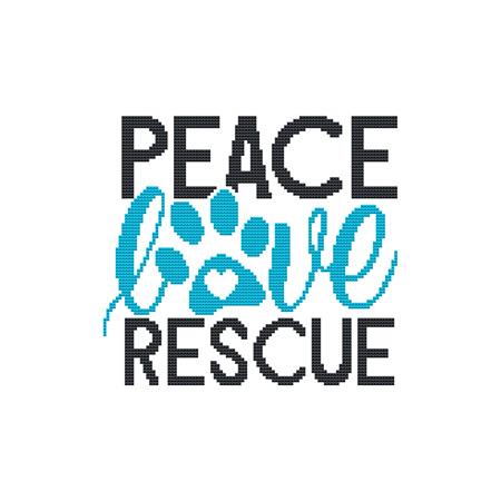 A Paw Rescue Saying: Peace Love Rescue - Cross Stitch Wonders