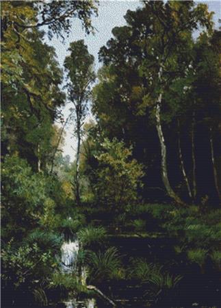 Overgrown Pond At The Edge Of The Forest - X Squared Cross Stitch