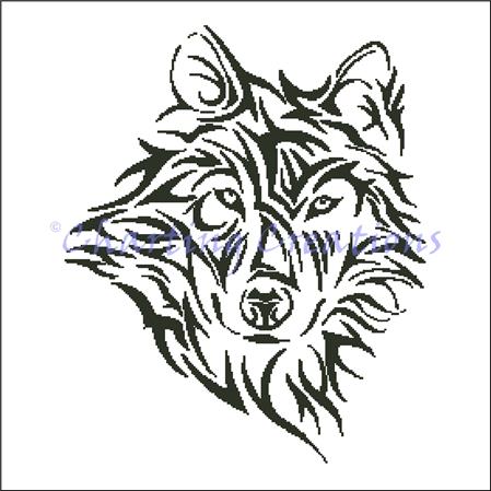 Tribal Wolf Silhouette - Charting Creations