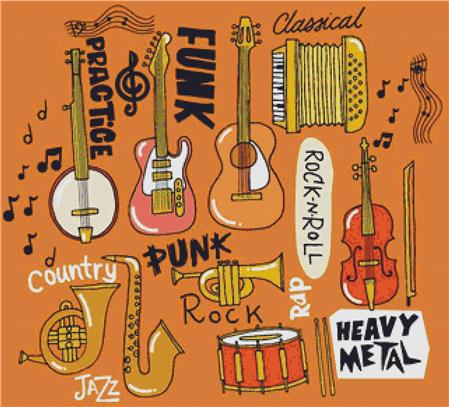 Musical Instruments - X Squared Cross Stitch