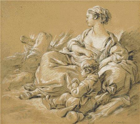 Shepherdess And Child - X Squared Cross Stitch