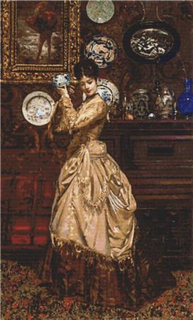 Elegant Woman With Blue Porcelain - X Squared Cross Stitch