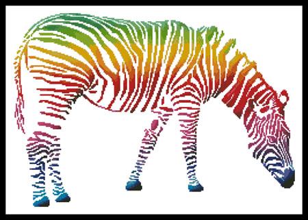 Zebra With Colourful Stripes - Artecy Cross Stitch