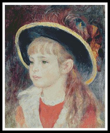Portrait Of A Girl With A Blue Hat - Artecy Cross Stitch