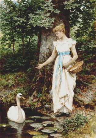 Girl With A Swan - X Squared Cross Stitch